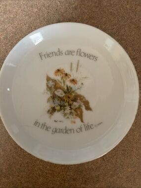 Butter Dish/ Floral Trinket Dish "Friends are flowers"